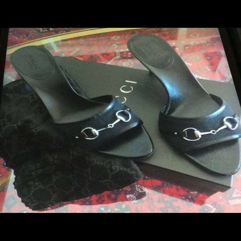 Original Gucci New Mirabelle Black Monogram Slide